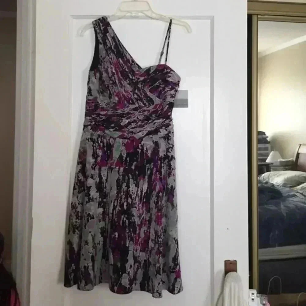 Andrew Marc asymmetrical shoulder dress
